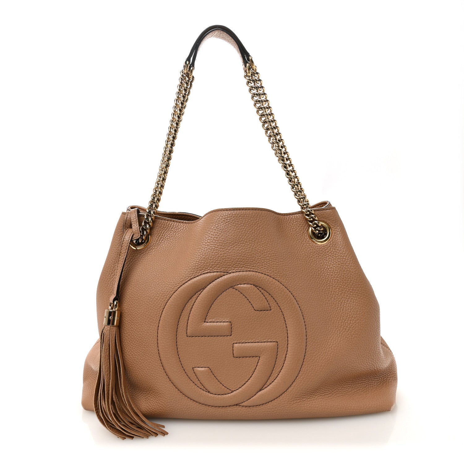Gucci Pebbled Calfskin Medium Soho Chain Shoulder Bag Camelia 1 of 18