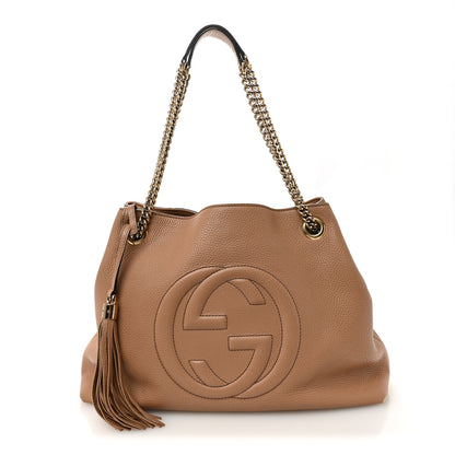 Gucci Pebbled Calfskin Medium Soho Chain Shoulder Bag Camelia 1 of 18