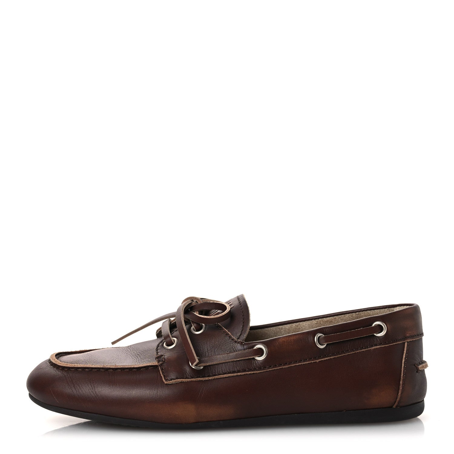 Miu Miu Vitello Deco Boat Loafers 38 Sienna 1 of 11