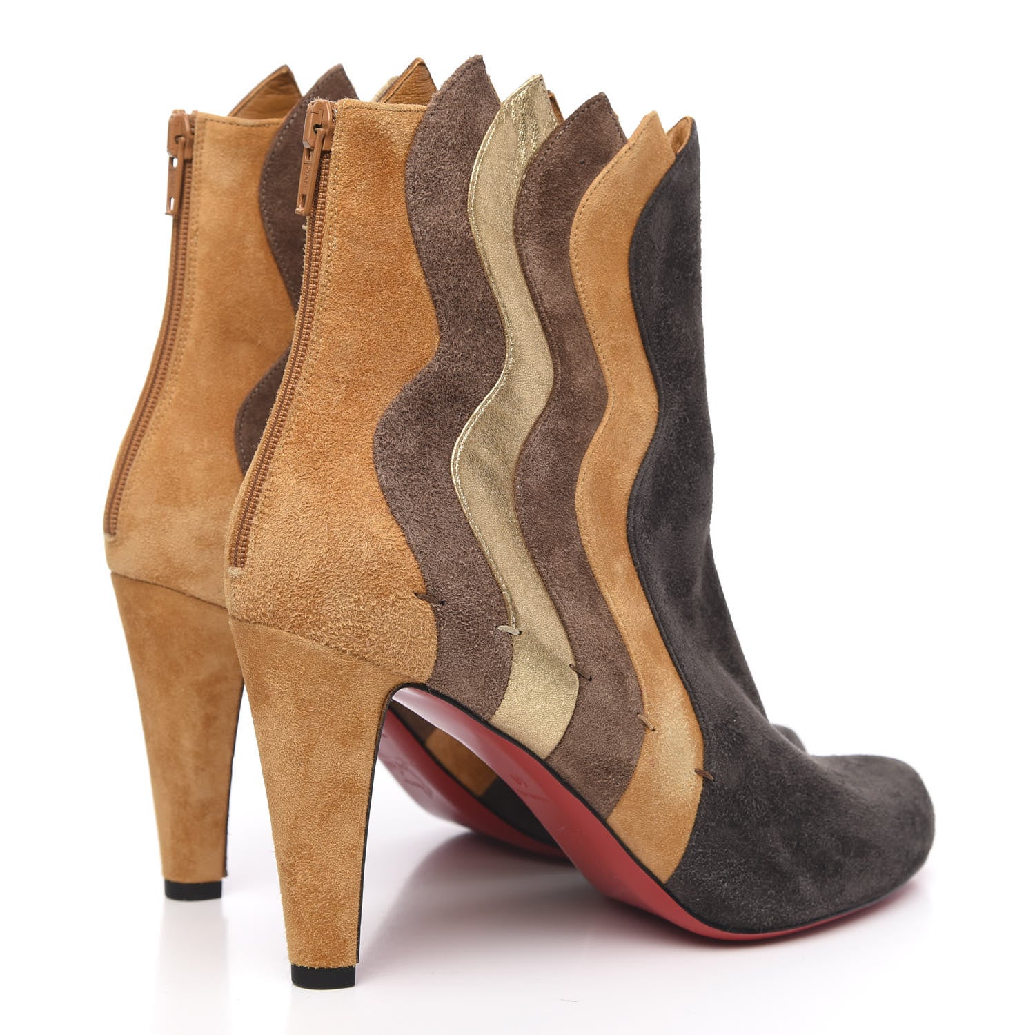 Christian Louboutin Veau Velours Nappa Verve Wavy 85 Ankle Boots 40 Version Chatain 4 of 9