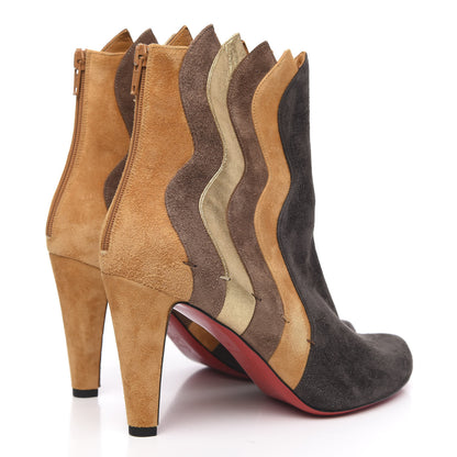 Christian Louboutin Veau Velours Nappa Verve Wavy 85 Ankle Boots 40 Version Chatain 4 of 9