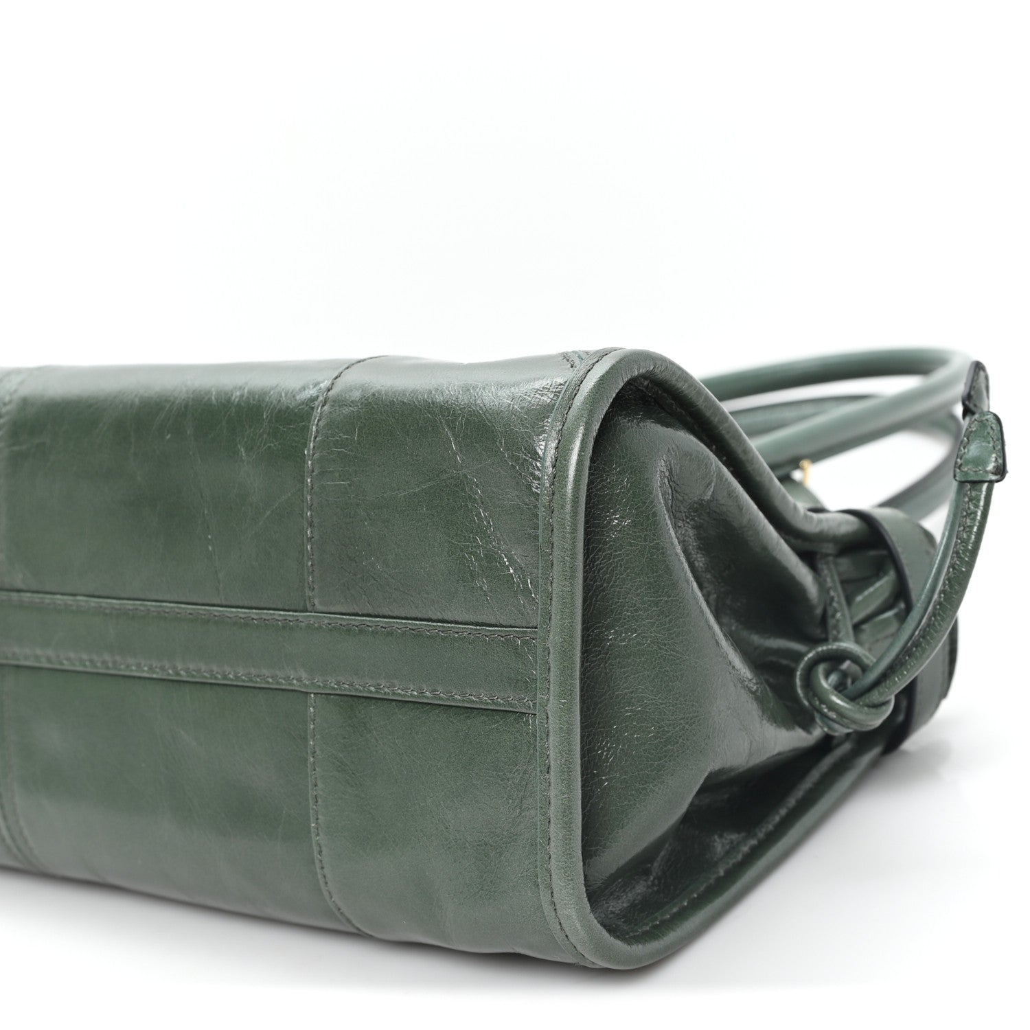 Prada Glossy Calfskin Triangle Medium Bonnie Shoulder Bag Salvia 9 of 9