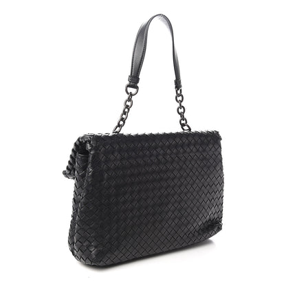Bottega Veneta Nappa Intrecciato Flap Shoulder Bag Black 2 of 11