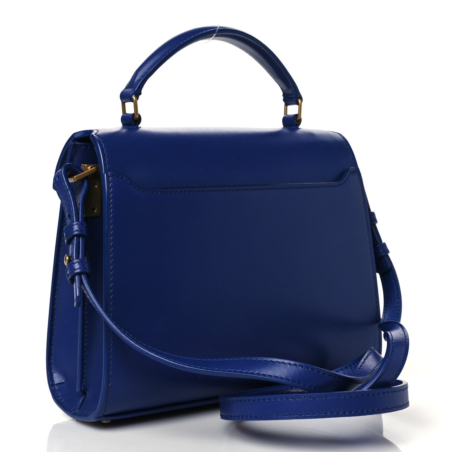 Saint Laurent Calfskin Mini Classic Monogram Cassandra Top Handle Bag Blue Majorelle 2 of 10