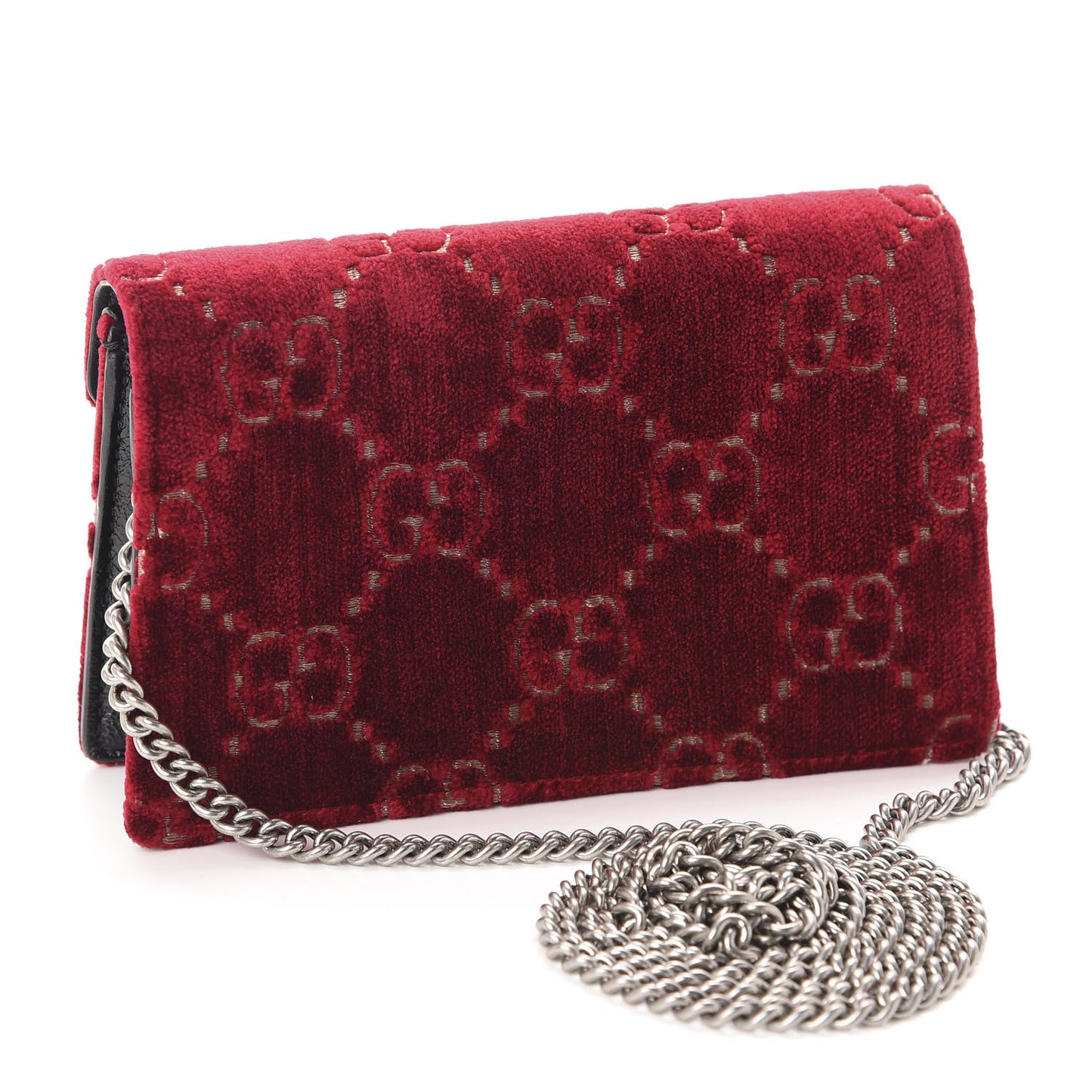 Velvet GG Monogram Super Mini Dionysus Shoulder Bag Red Cipria Black