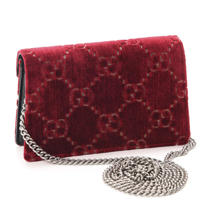 Gucci Velvet GG Monogram Super Mini Dionysus Shoulder Bag Red Cipria Black 3 of 10