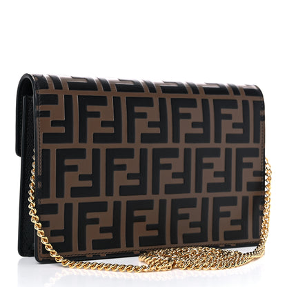 Fendi Vitello Cruise F is Fendi Bi-Color FF 1974 Embossed Medium Envelope Wallet On Chain Black Maya 2 of 13