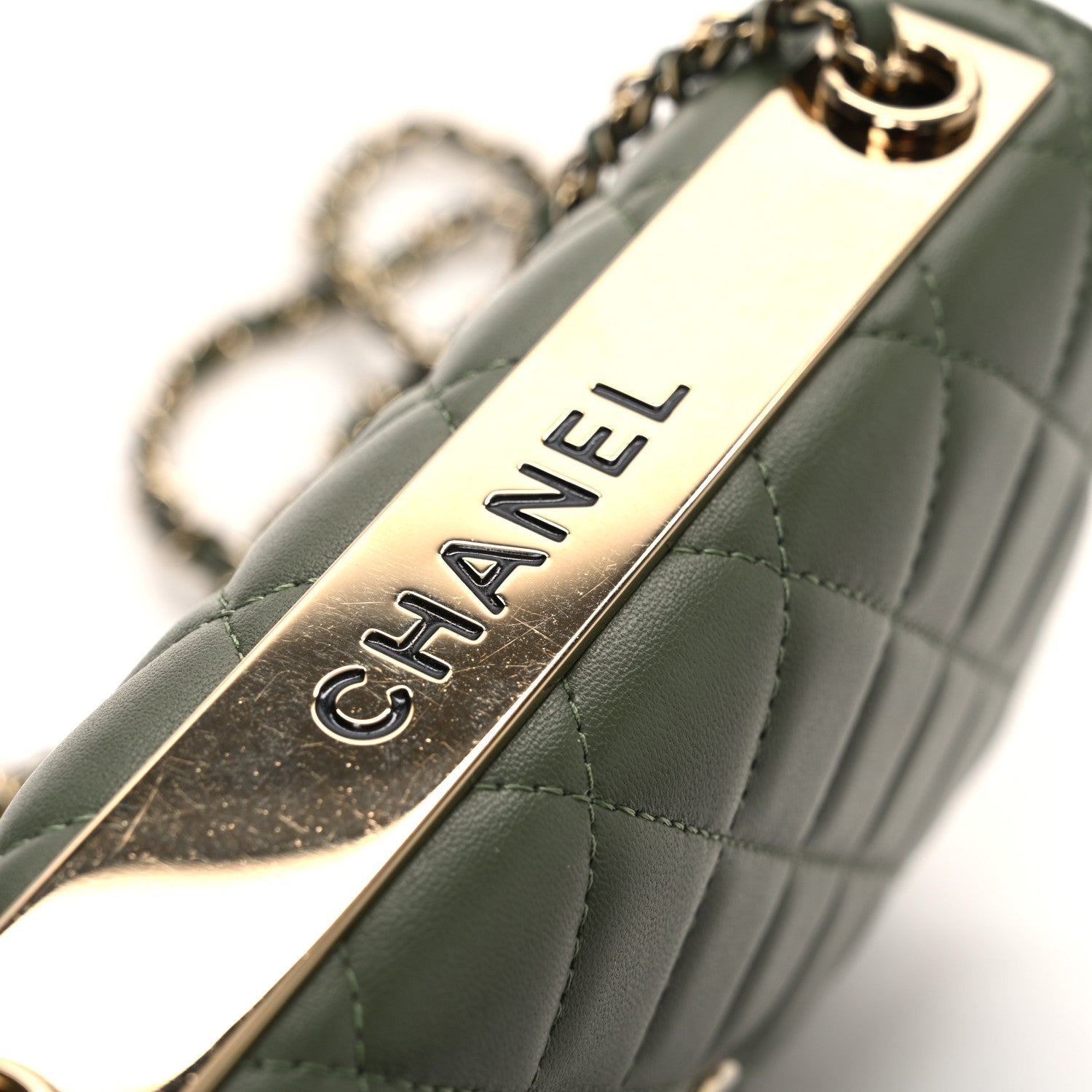 Chanel Lambskin Quilted Trendy CC Wallet On Chain WOC Green 12 of 12