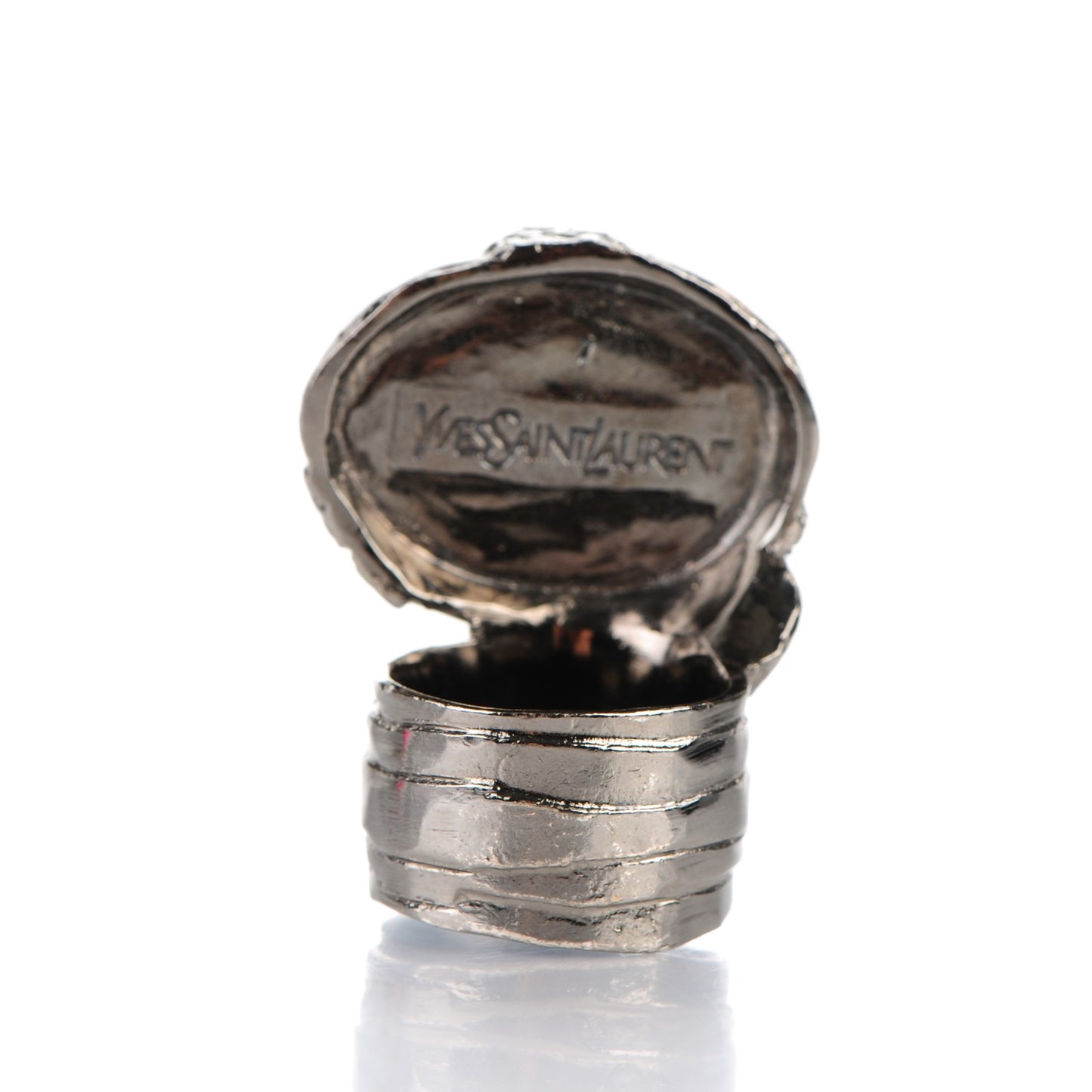 Glass Cabochon Arty Ovale Ring 7 Gunmetal Black