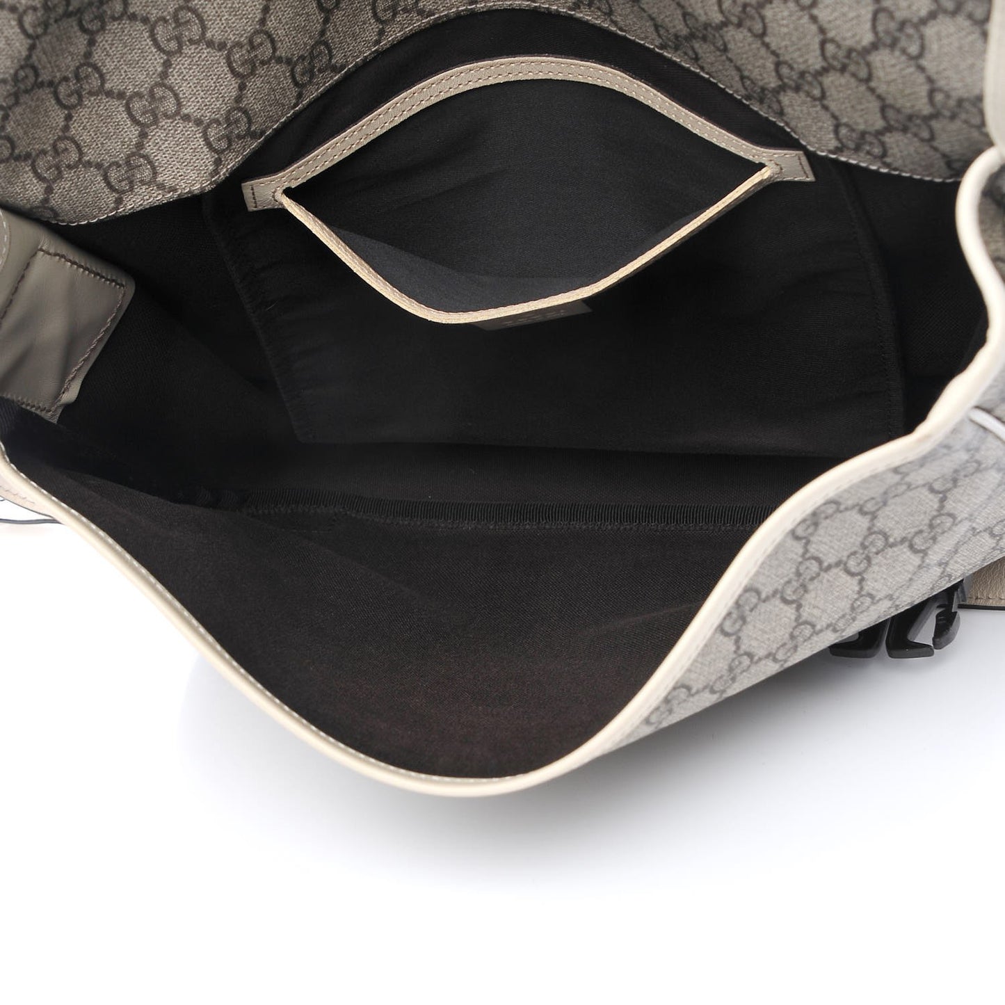 GG Plus Monogram Medium Double Buckle Flap Messenger Bag Beige Off White