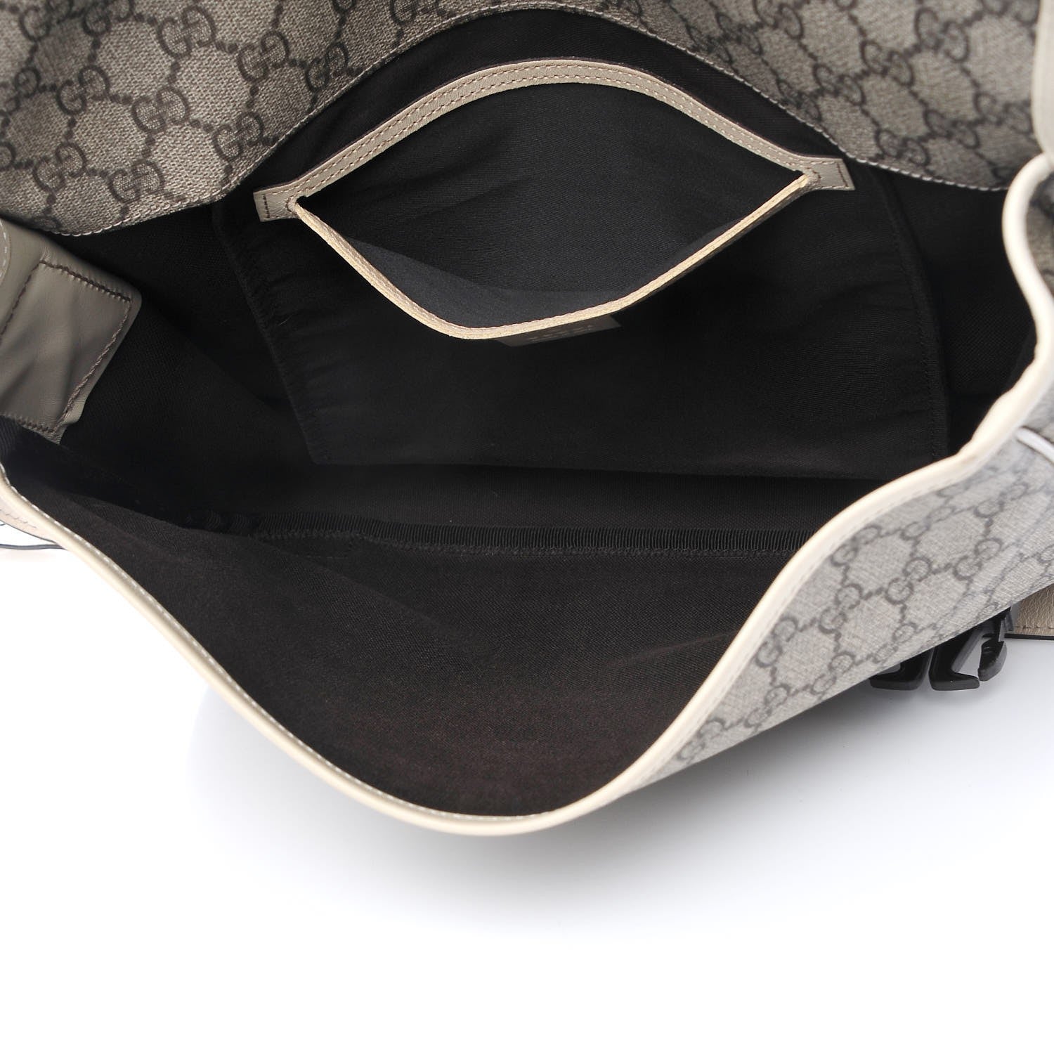 Gucci GG Plus Monogram Medium Double Buckle Flap Messenger Bag Beige Off White 5 of 8