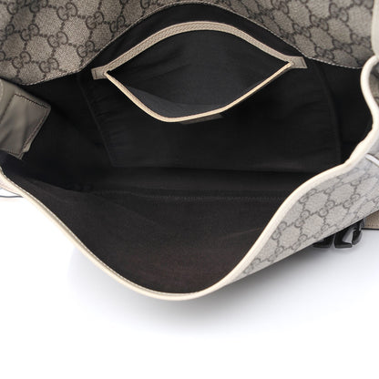 Gucci GG Plus Monogram Medium Double Buckle Flap Messenger Bag Beige Off White 5 of 8