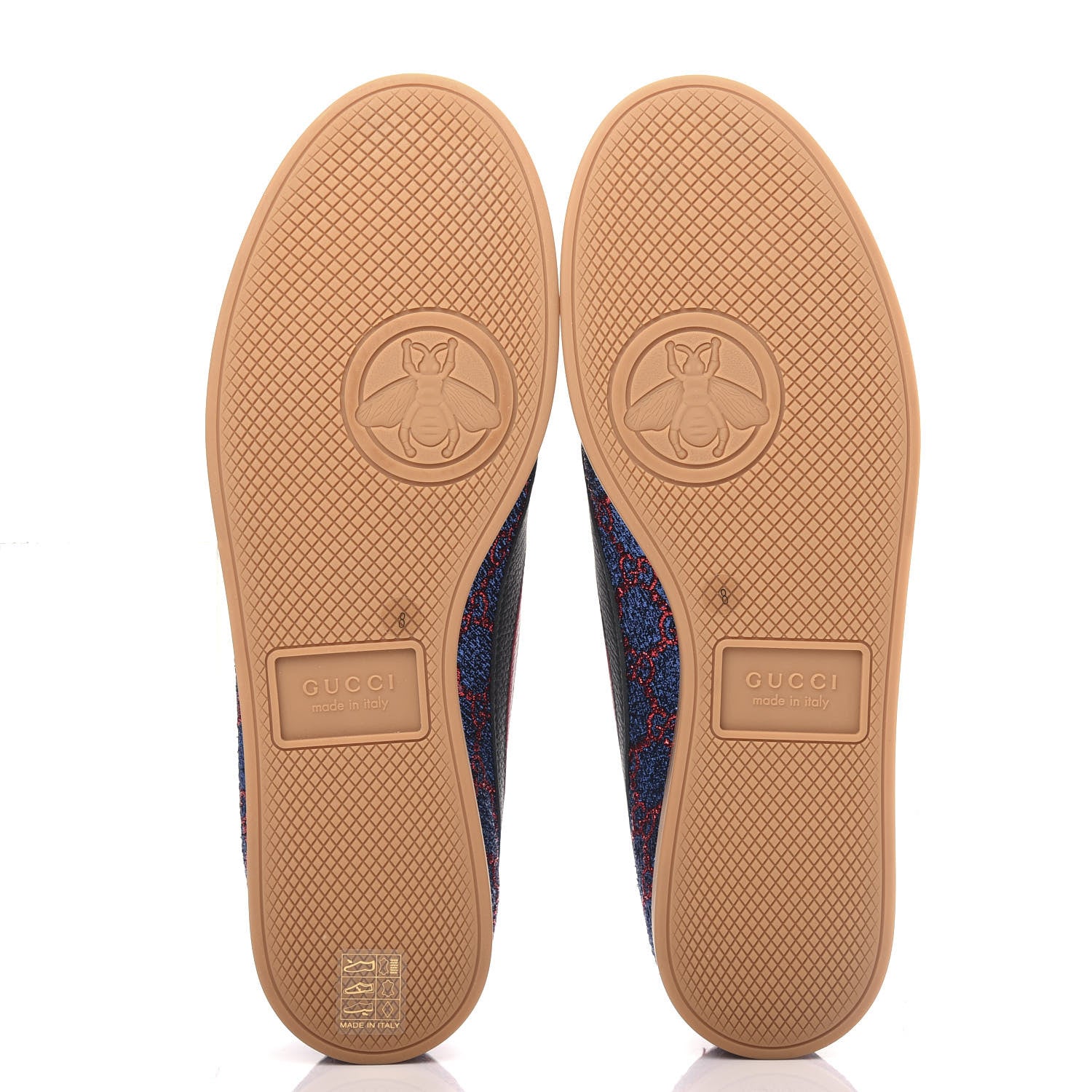 Gucci Lurex Calfskin Web GG Monogram Mens Falacer Sneakers 8 Iridescent Blue Iridescent Red Silver 6 of 12