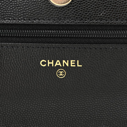 Chanel Caviar Quilted French New Wave Chain CC Wallet On Chain WOC Black 6 of 13