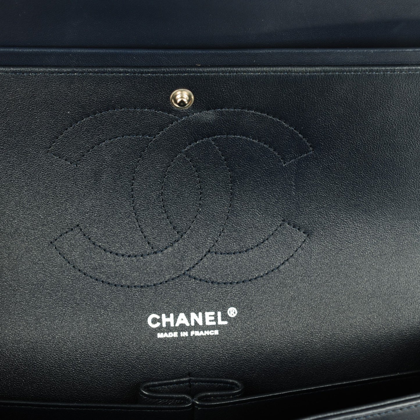 Lambskin Quilted Jumbo Double Flap Navy Blue