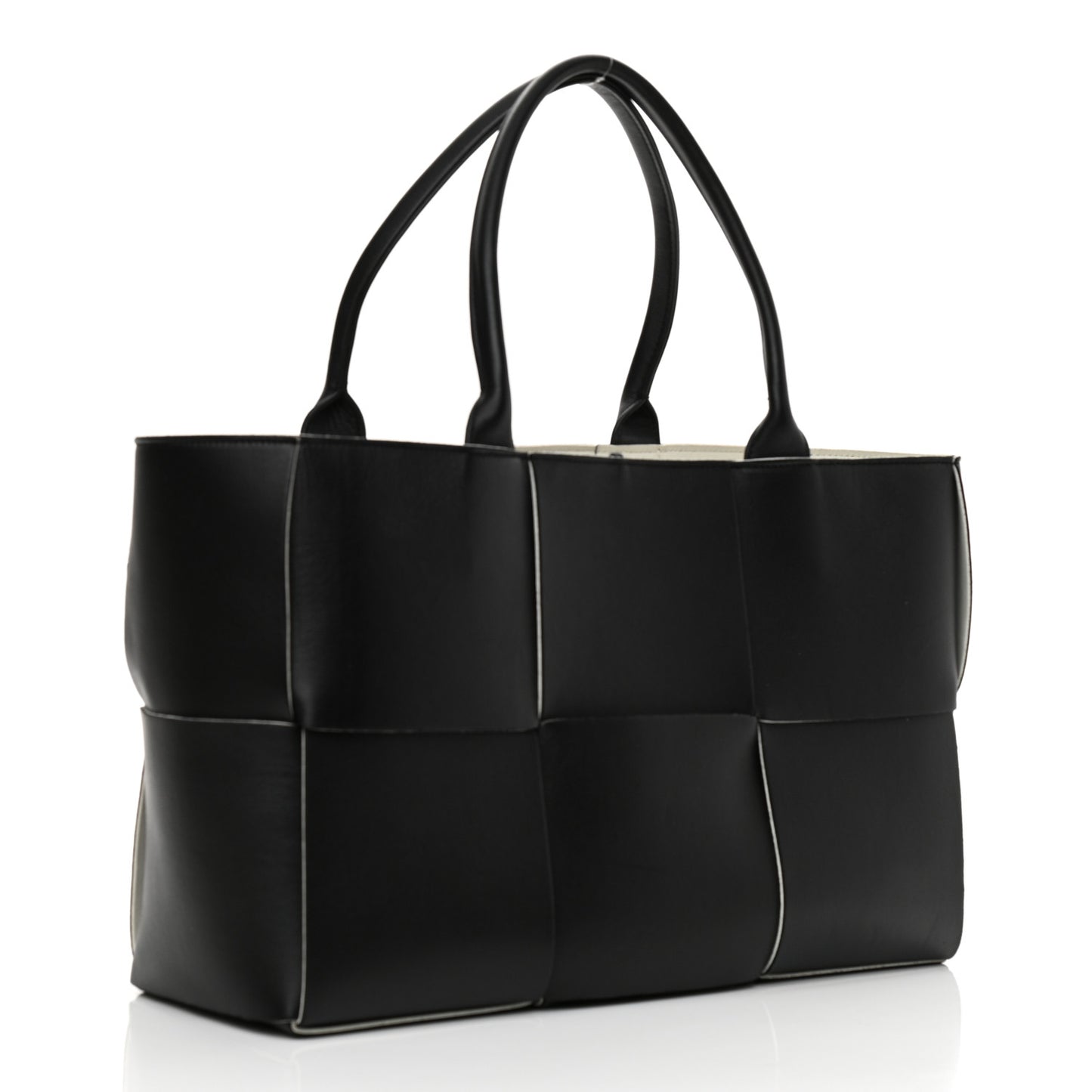 Nappa Maxi Intrecciato Arco Tote Black White