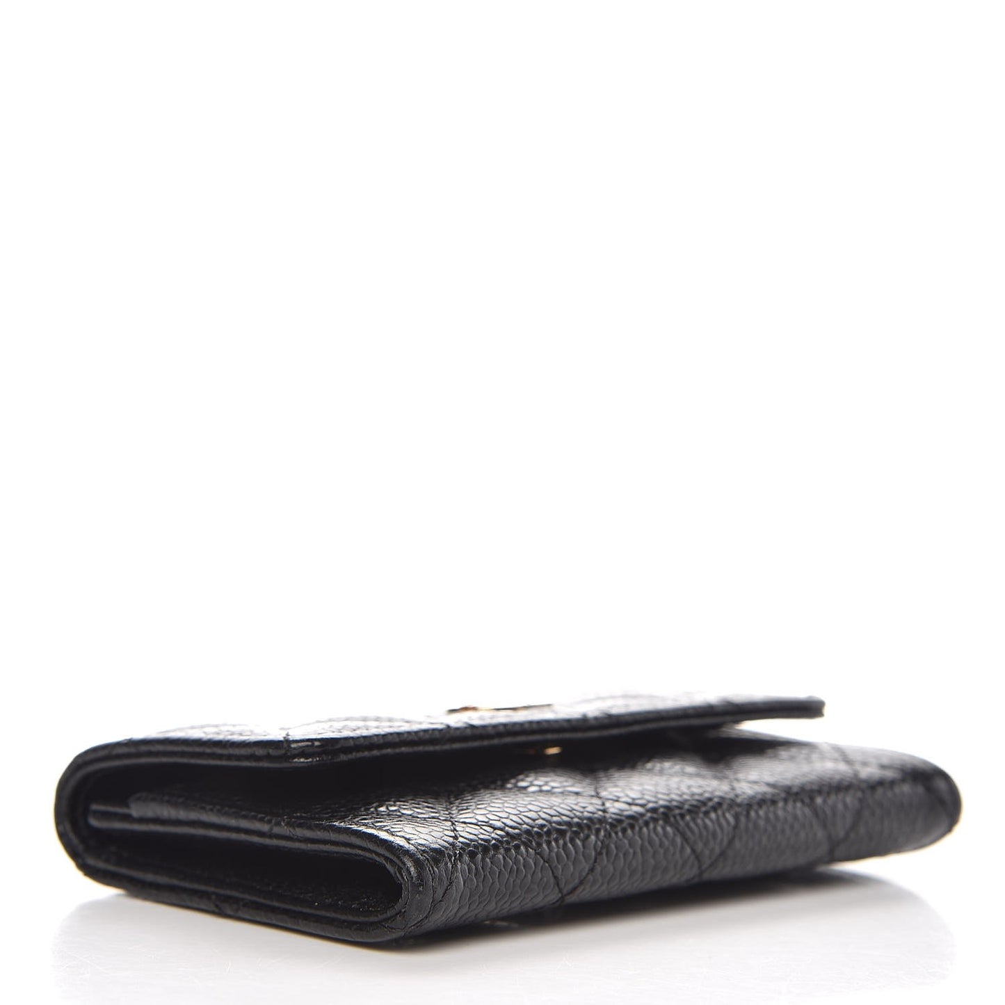 Caviar Quilted Flap Card Holder Black