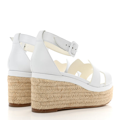 Hermes Goatskin Elda Espadrille Wedge Sandals White 4 of 12