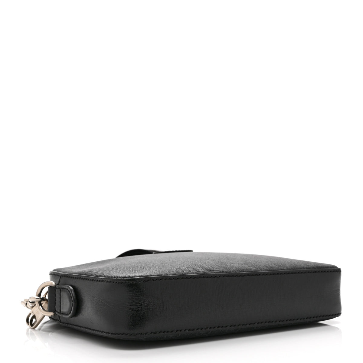 GG Supreme Monogram Azalea Calfskin Retro Interlocking G Wristlet Shoulder Bag Black