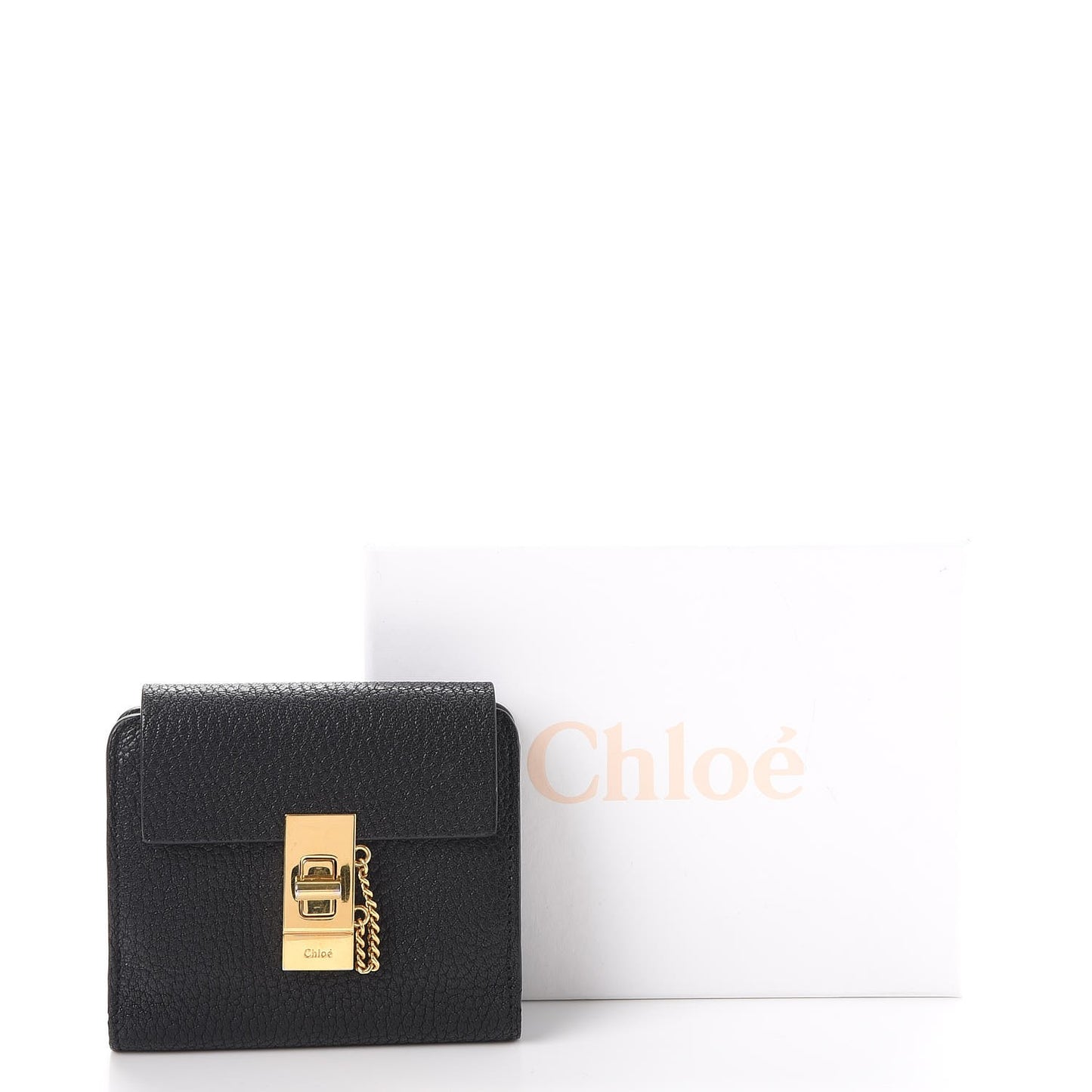 Grained Lambskin Drew Square Wallet Black