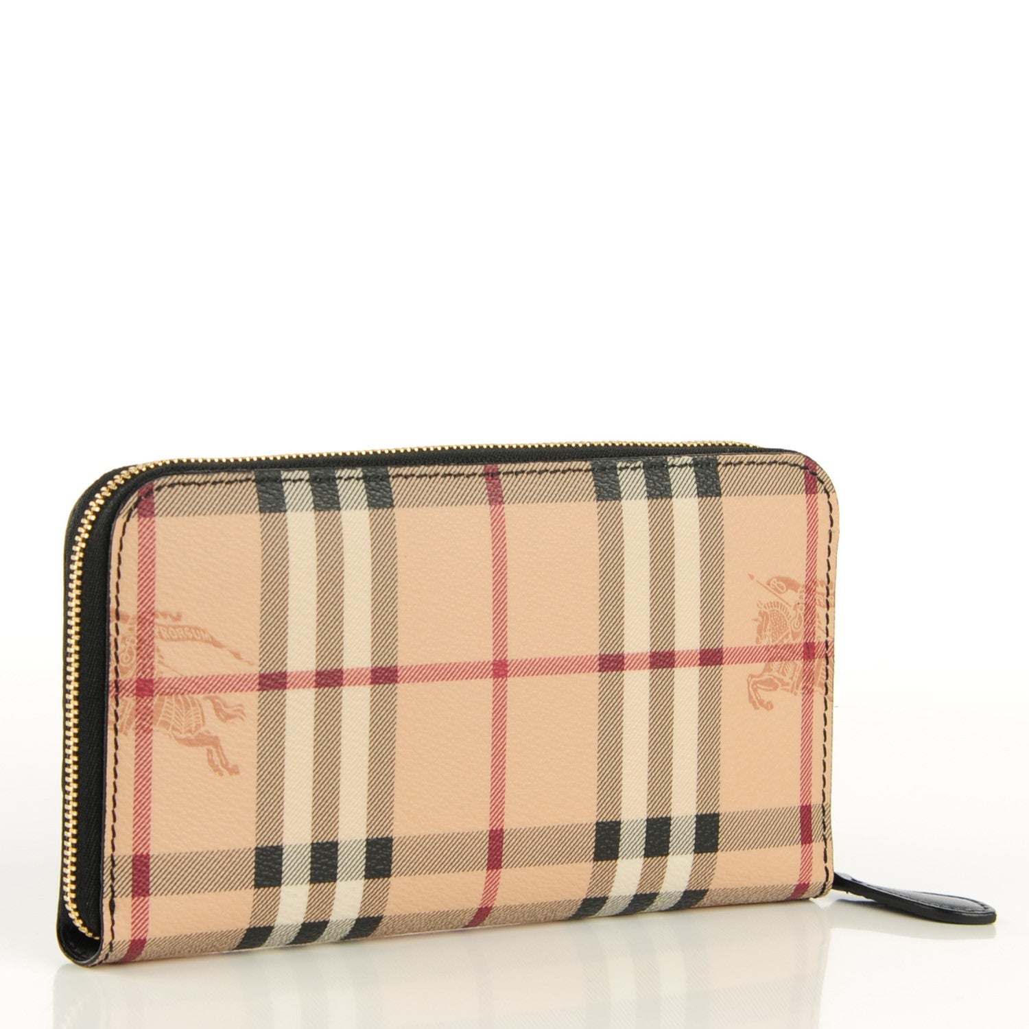 Burberry Haymarket Check Calfskin Elmore Zip Around Wallet Black 3 of 8