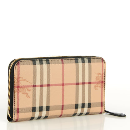 Burberry Haymarket Check Calfskin Elmore Zip Around Wallet Black 3 of 8