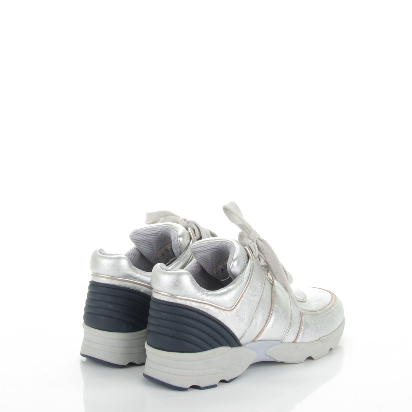 Metallic Lambskin CC Sneakers 38 Silver