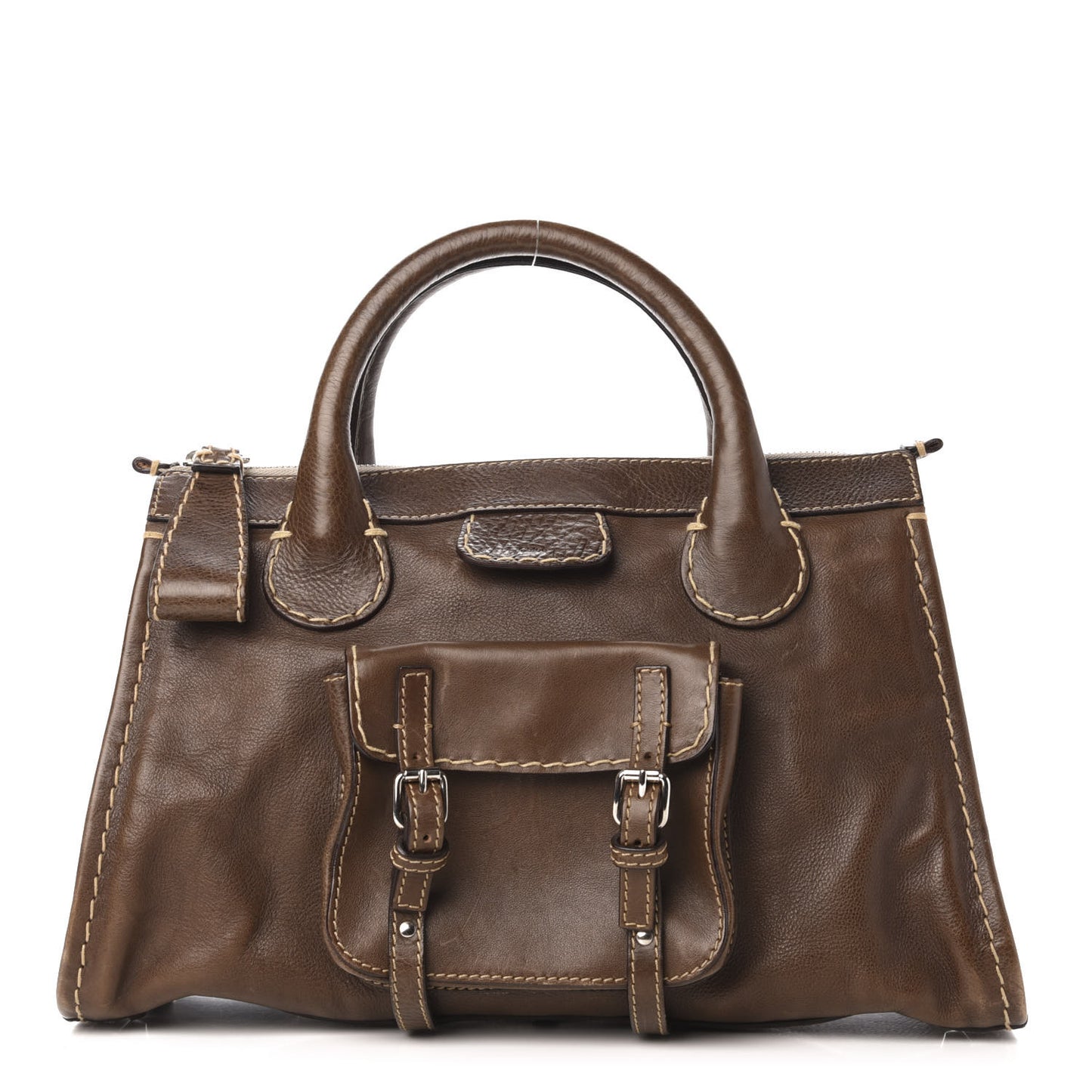 Calfskin Edith Satchel Brown