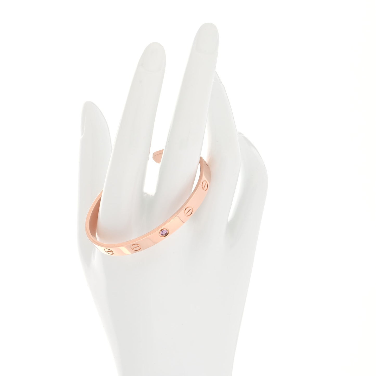 18K Pink Gold Pink Sapphire LOVE Cuff Bracelet 16