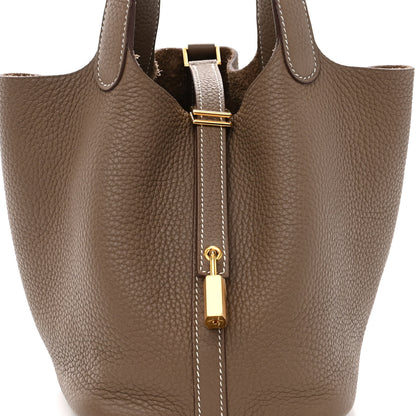 Hermes Taurillon Clemence Picotin Lock 18 PM Etoupe 8 of 10