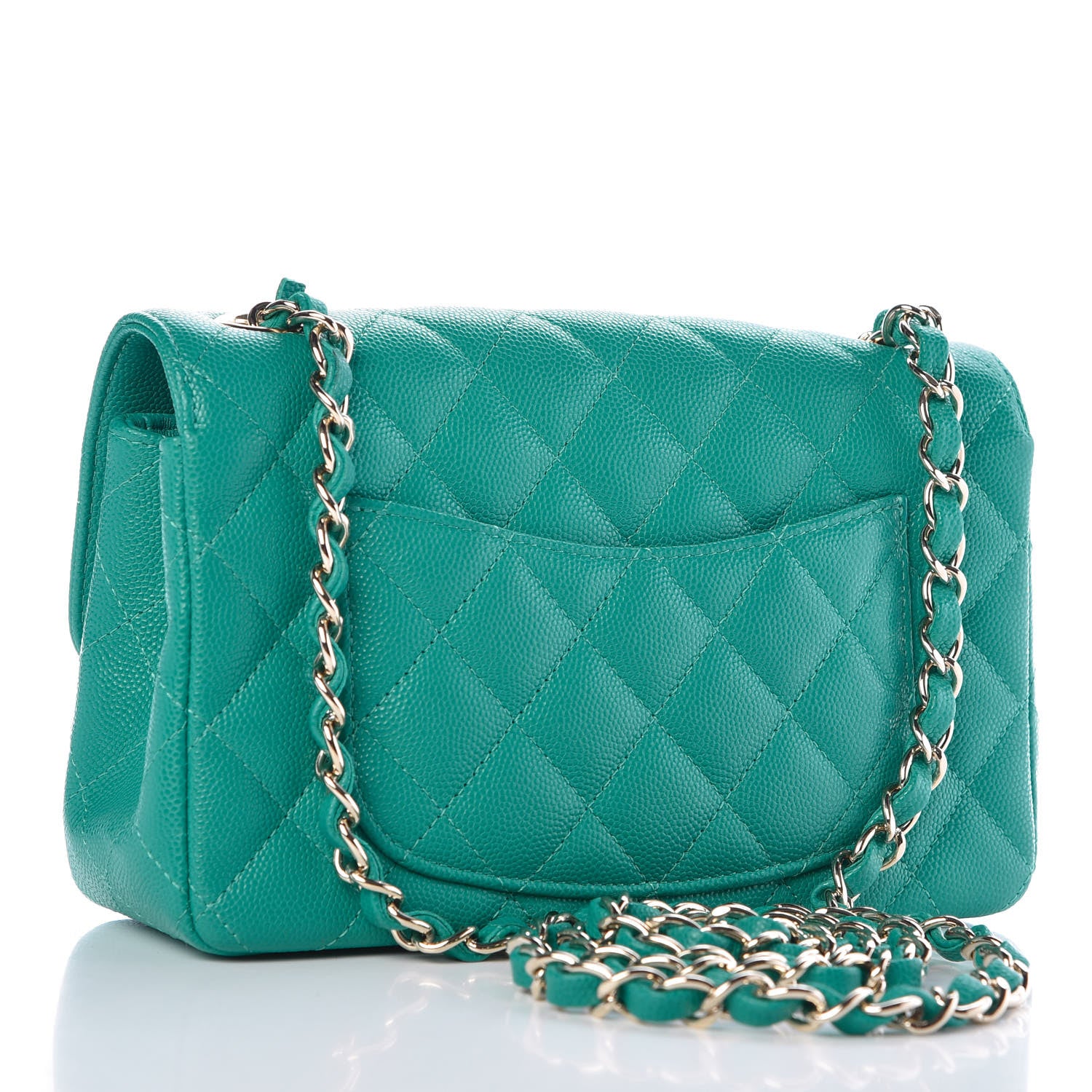 Chanel Caviar Quilted Mini Rectangular Flap Turquoise 3 of 8