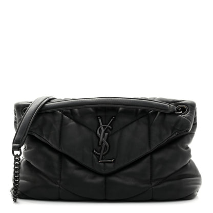 Saint Laurent Lambskin Quilted Monogram Monochrome Small Loulou Puffer Chain Satchel Black 1 of 10