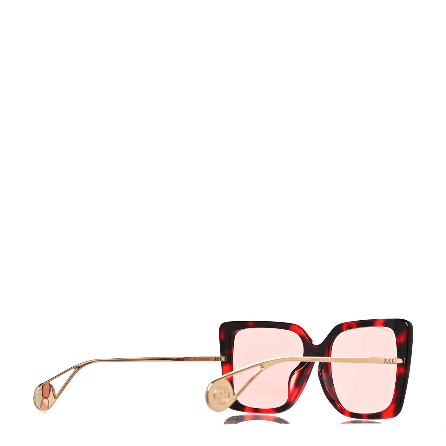 Acetate Oversize Square Frame GG0435S Sunglasses Red Havana