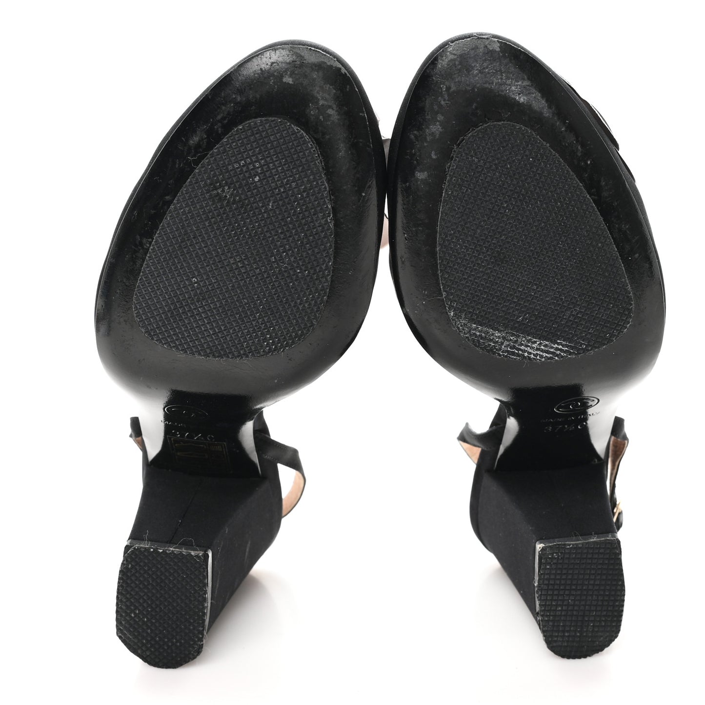 Satin Camelia Block Heels Sandals 37.5 Black