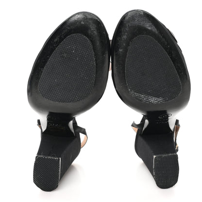 Chanel Satin Camelia Block Heels Sandals 37.5 Black 6 of 11