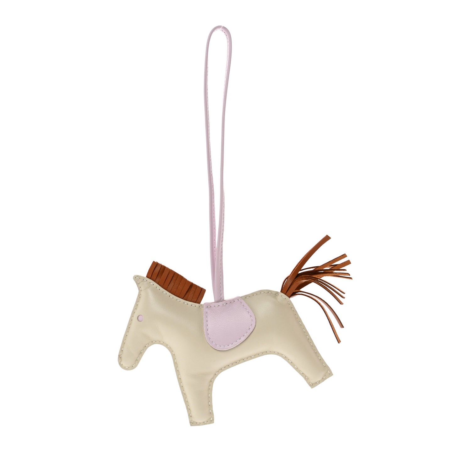 Milo Lambskin Grigri Rodeo Horse Bag Charm MM Craie Gold Mauve Pale