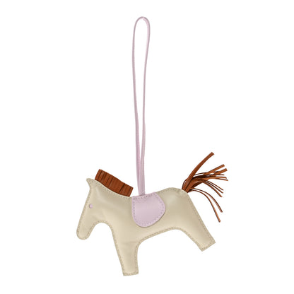 Hermes Milo Lambskin Grigri Rodeo Horse Bag Charm MM Craie Gold Mauve Pale 1 of 7