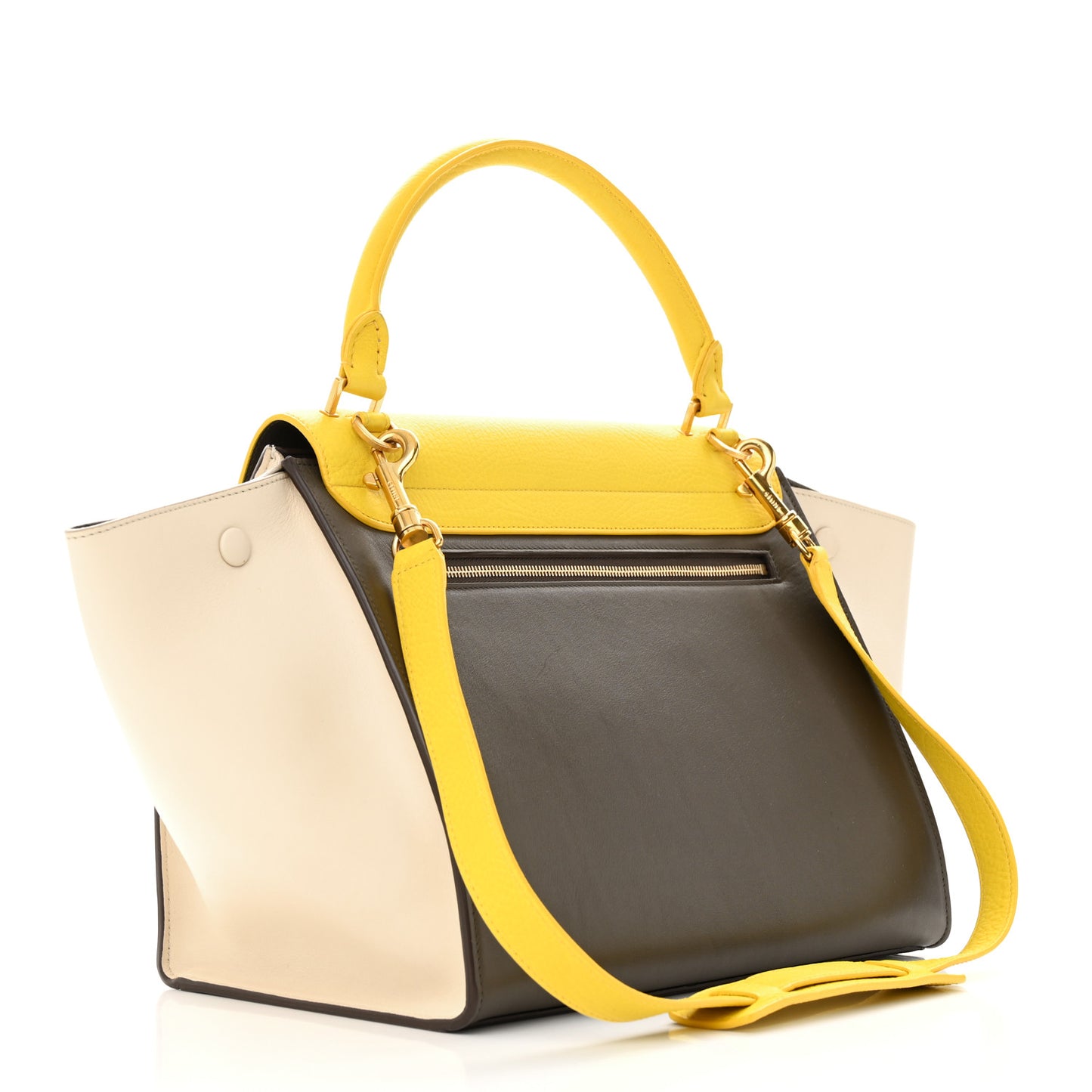 Elephant Calfskin Small Tri-Color Trapeze Yellow