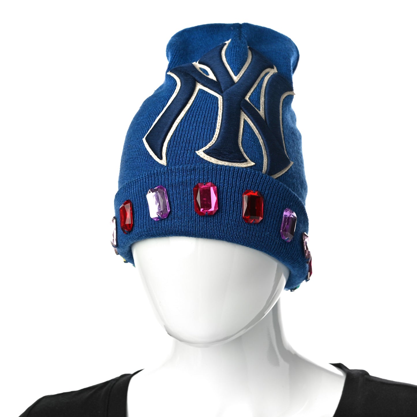 X MLB Wool Crystal NY Yankees Beanie Hat M Blue