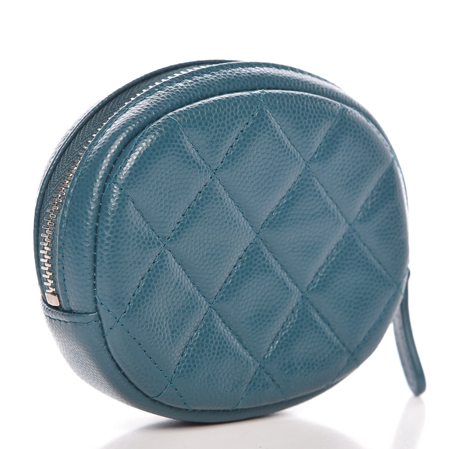 Caviar Quilted Zip Around Classic Coin Purse Dark Turquoise