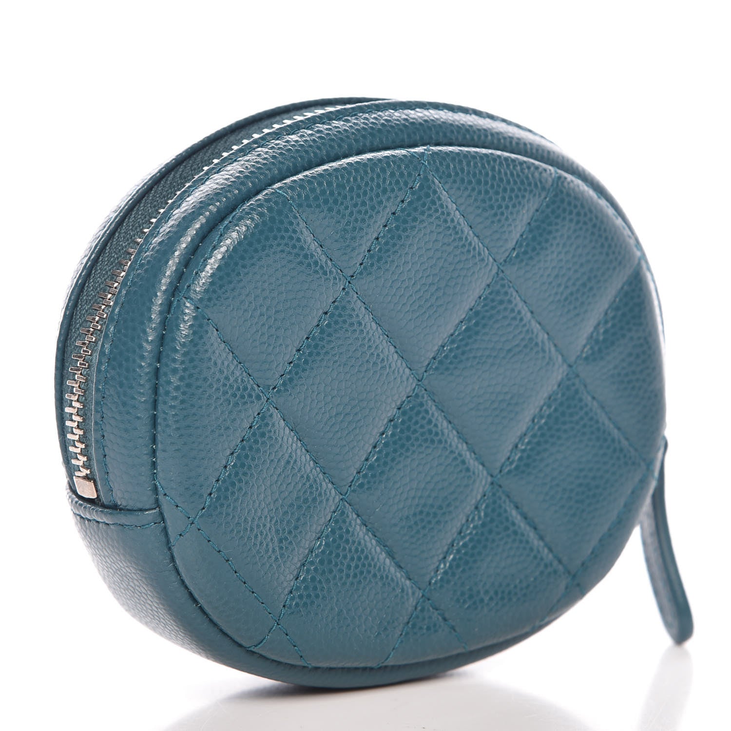 Chanel Caviar Quilted Zip Around Classic Coin Purse Dark Turquoise 3 of 8