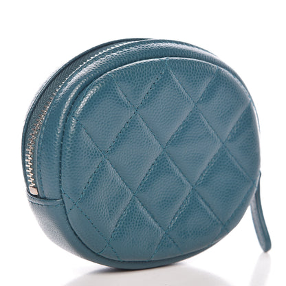 Chanel Caviar Quilted Zip Around Classic Coin Purse Dark Turquoise 3 of 8