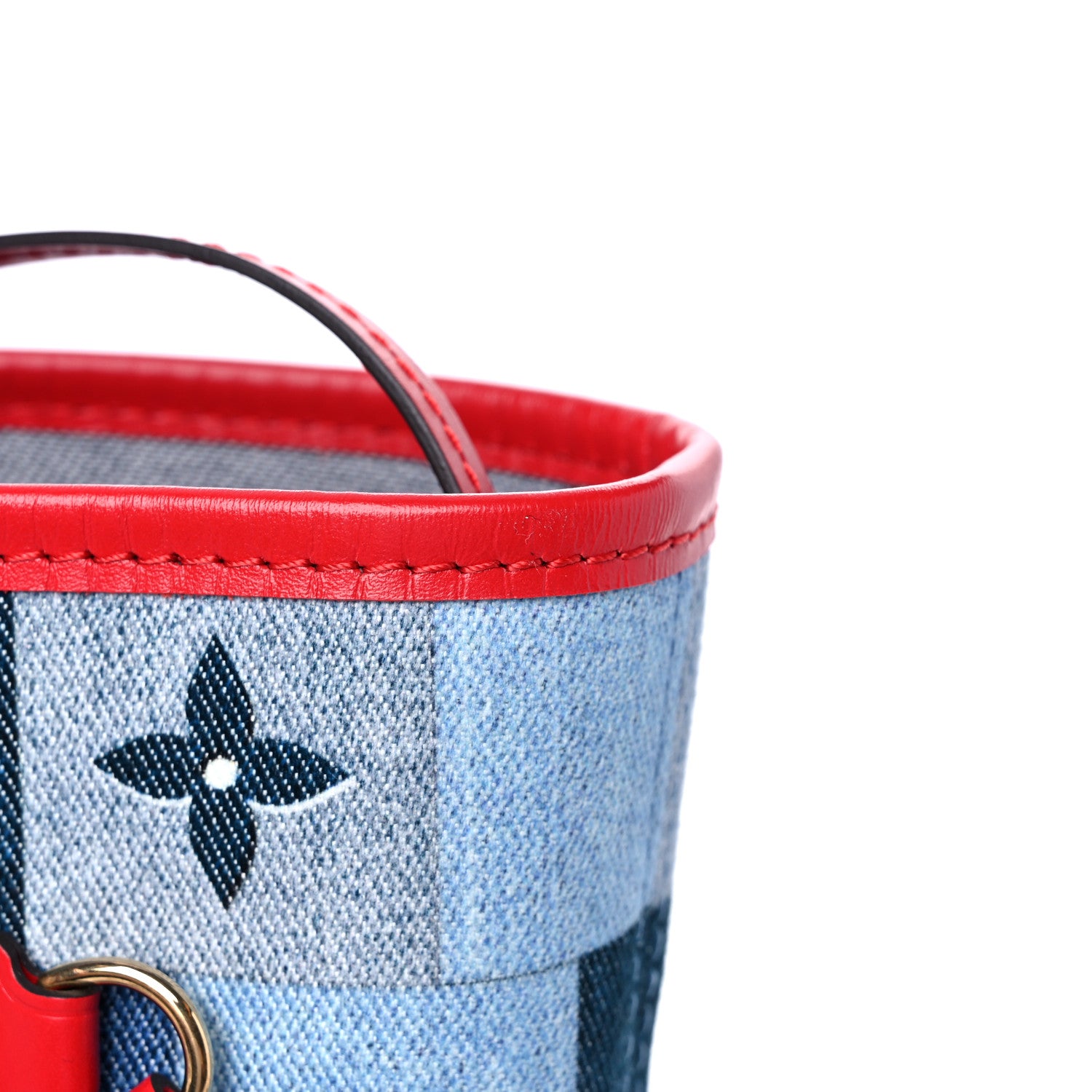 Louis Vuitton Denim Damier Monogram Patchwork Neverfull Blue Rouge 15 of 15