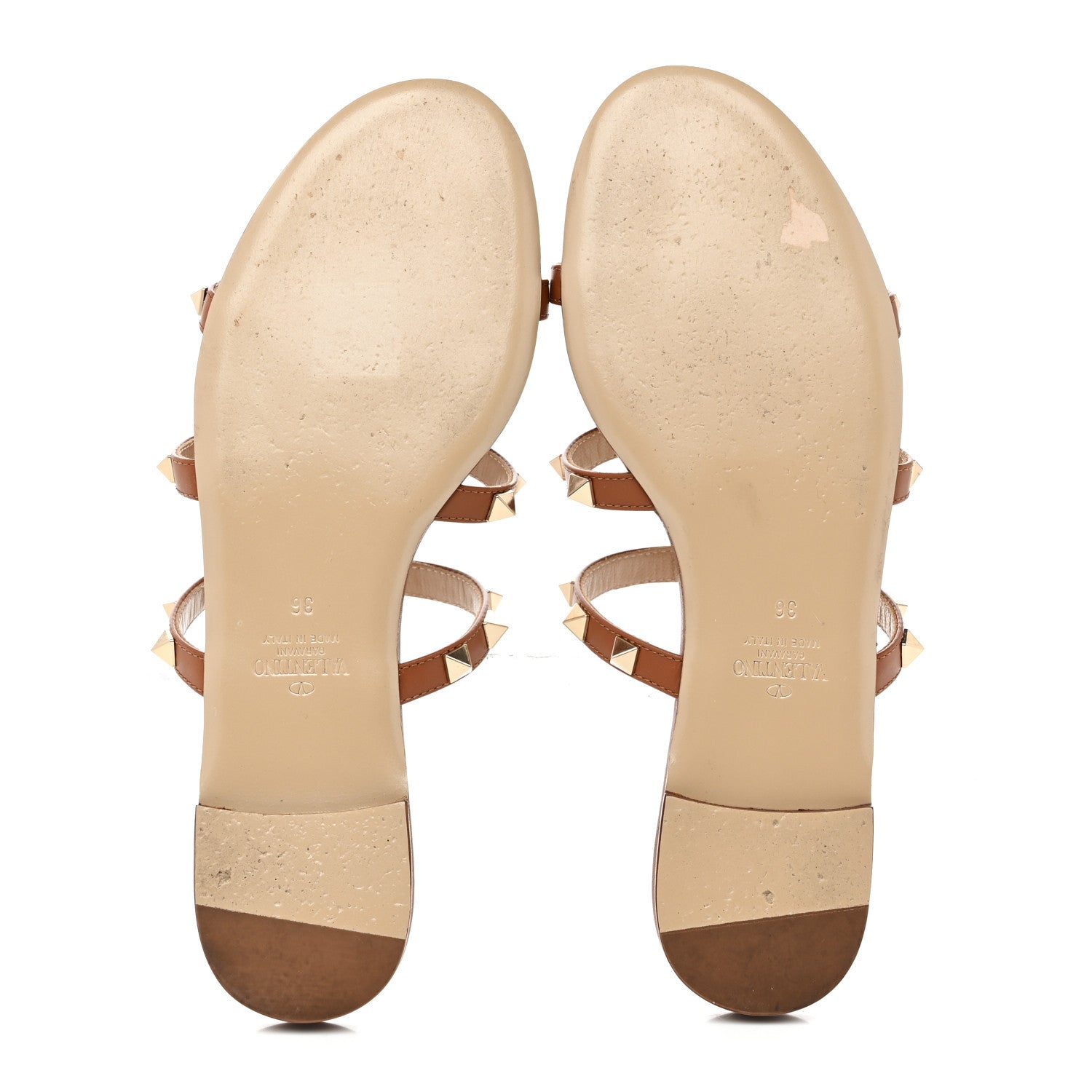 Valentino Garavani Nappa Rockstud Caged Flat Slide Sandals 36 Tobacco 6 of 10