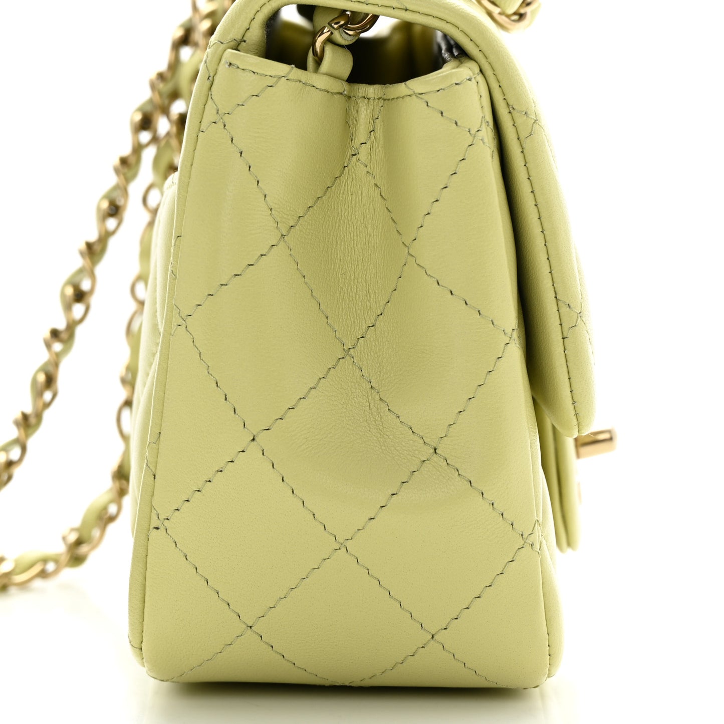 Lambskin Quilted Mini Square Flap Green