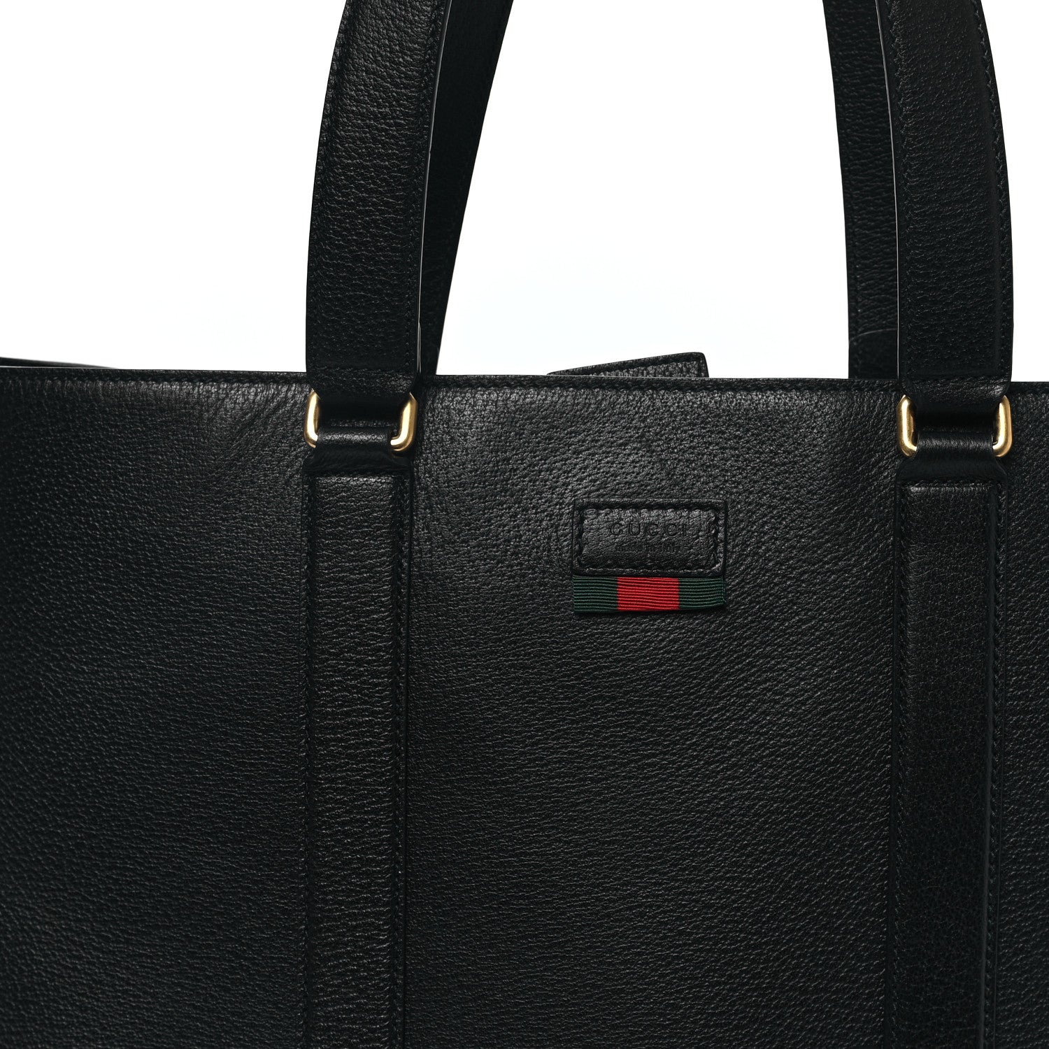 Gucci Textured Dollar Calfskin Web Tote Black 8 of 12
