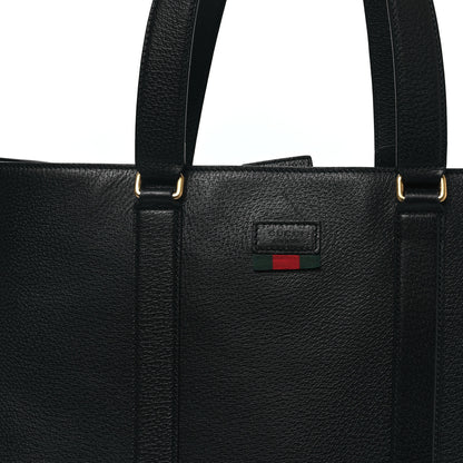 Gucci Textured Dollar Calfskin Web Tote Black 8 of 12