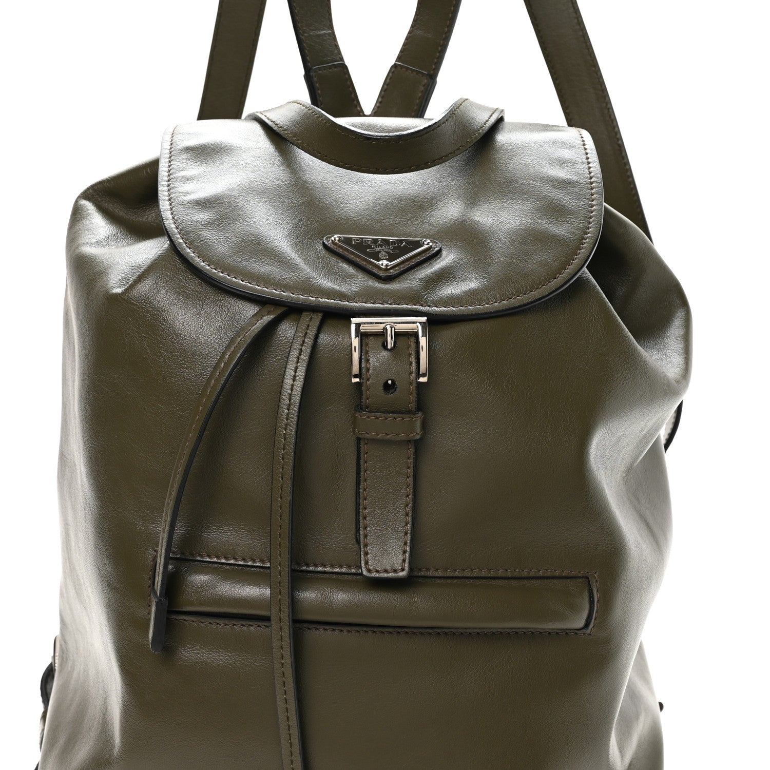 Prada Soft Calf Cinch Backpack Militare 8 of 10
