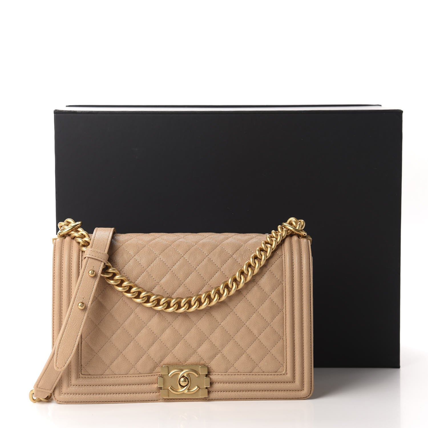 Chanel Caviar Quilted New Medium Boy Flap Beige 12 of 12