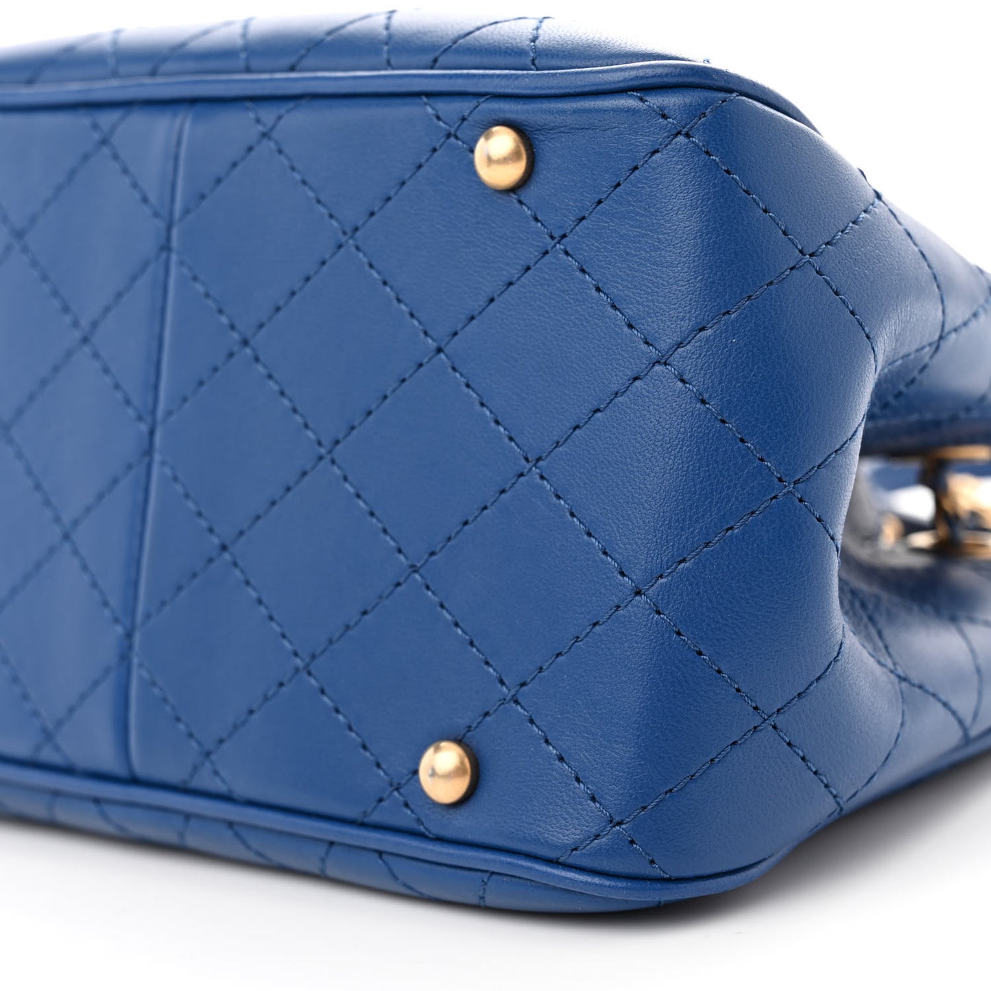 Calfskin Stitched Small Egyptian Amulet Drawstring Bag Blue